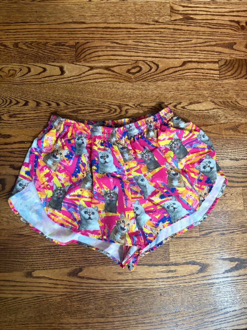 BOA 1" Elite Split Running Shorts Women’s Size Large Crazy Cats Made In USA